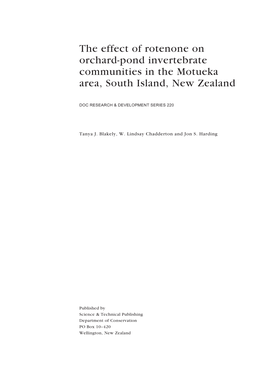 The Effect of Rotenone on Orchard-Pond Invertebrate Communities in the Motueka Area, South Island, New Zealand