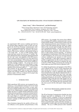 Gps Tracking of Microsatellites - Pcsat Flight Experience