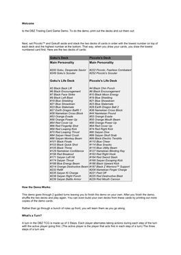 Dragon Ball Z TCG Demo Walkthrough