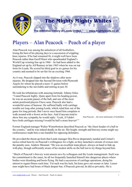 Alan Peacock – Peach of a Player