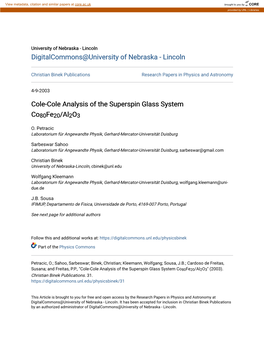 Cole-Cole Analysis of the Superspin Glass System Co80fe20/Al2o3