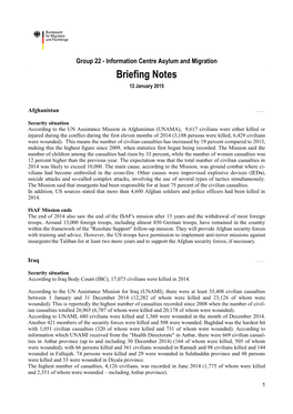 Briefing Notes 12 January 2015