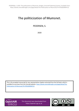The Politicization of Mumsnet. Bingley: Emerald Publishing [Online]