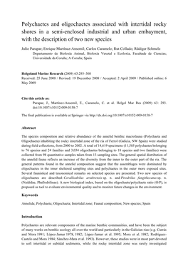 Polychaetes and Oligochaetes Associated with Intertidal Rocky Shores in a Semi-Enclosed Industrial and Urban Embayment, with the Description of Two New Species