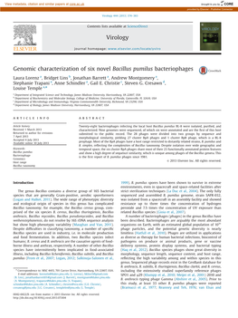 Genomic Characterization of Six Novel Bacillus Pumilus Bacteriophages