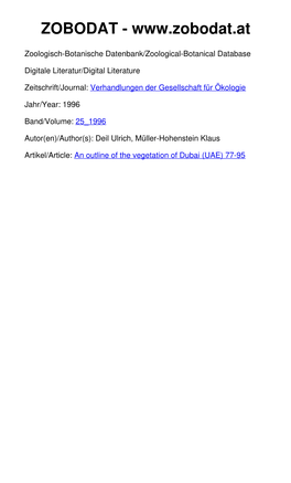 An Outline of the Vegetation of Dubai (UAE) 77-95 an Outline of the Vegetation of Dubai (UAE)