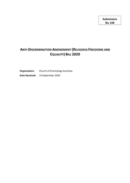 No. 144 Church of Scientology Australia