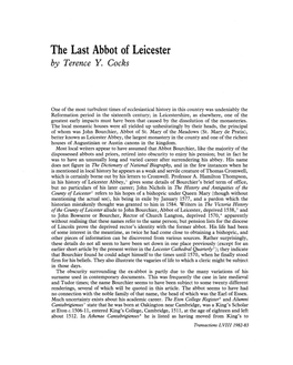 The Last Abbot of Leicester Pp.6-19