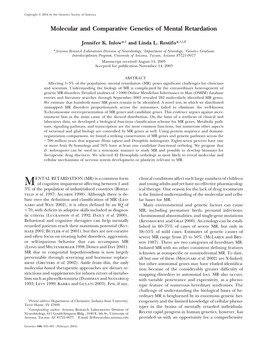 Molecular and Comparative Genetics of Mental Retardation