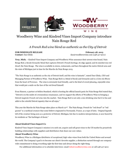 Woodberry Wine and Kindred Vines Import Company Introduce Nain Rouge Red