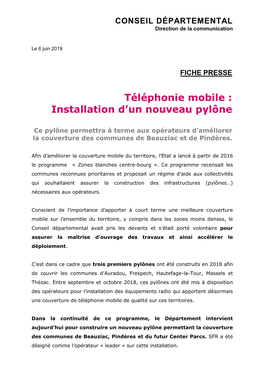 Téléphonie Mobile : Installation D’Un Nouveau Pylône