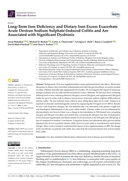 Long-Term Iron Deficiency and Dietary Iron Excess Exacerbate Acute Dextran Sodium Sulphate-Induced Colitis and Are Associated Wi