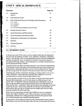 Unit 9 Apical Dominance