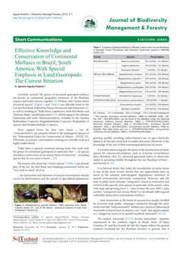 Effective Knowledge and Conservation of Continental Molluscs in Brazil, South America, with Special Emphasis in Land Gastropods: the Current Situation