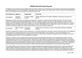 EPSRC 2018 CDT Outline Results