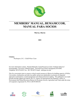 Memebers' Manual, Bemamccor, Manual Para Socios