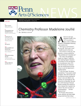 Chemistry Professor Madeleine Joullié the Well of Science an APPRECIATION Science in the Curriculum