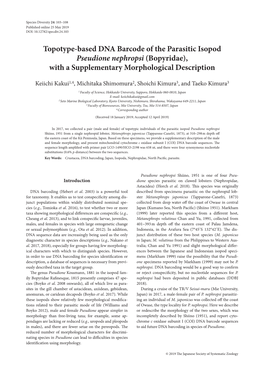 Topotype-Based DNA Barcode of the Parasitic Isopod Pseudione Nephropsi (Bopyridae), with a Supplementary Morphological Description