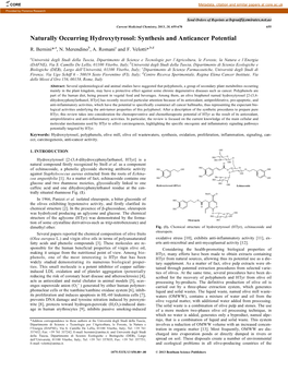 Naturally Occurring Hydroxytyrosol: Synthesis and Anticancer Potential