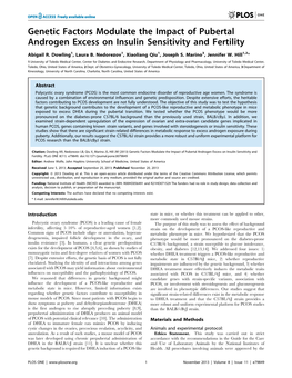 Genetic Factors Modulate the Impact of Pubertal Androgen Excess on Insulin Sensitivity and Fertility