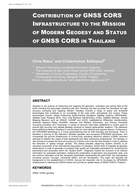 Of Modern Geodesy and Status of Gnss Cors in Thailand