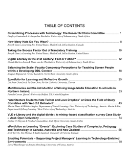 Table of Contents