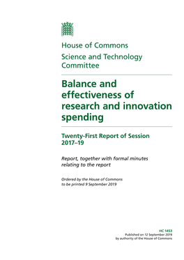 Balance and Effectiveness of Research and Innovation Spending