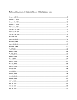 National Register of Historic Places Weekly Lists for 2006