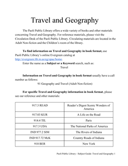 Travel and Geography