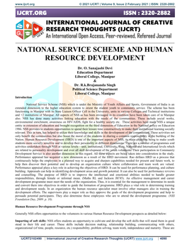 National Service Scheme and Human Resource Development