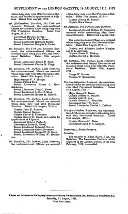 Supplement to the London Gazette, 14 August, 1915. 8123