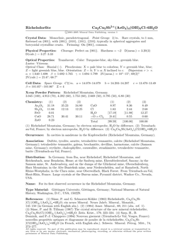 Richelsdorfite Ca2cu5sb5+(Aso4)