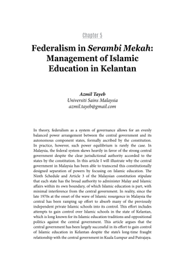 Management of Islamic Education in Kelantan