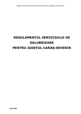 Regulamentul Serviciului De Salubrizare Pentru Județul Caraș Severin