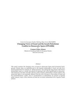 Changing Views of Israel and the Israeli-Palestinian Conflict in Democratic Spain (1978-2006)