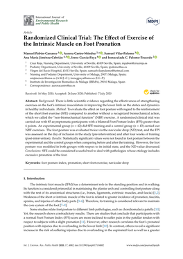 The Effect of Exercise of the Intrinsic Muscle on Foot Pronation