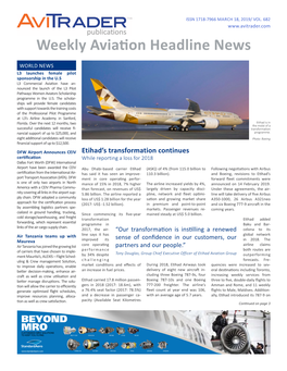 Weekly Aviation Headline News