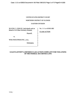 Wayne C. Conlee, Et Al. V. WMS Industries Inc., Et Al. 11-CV-03503