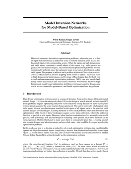 Model Inversion Networks for Model-Based Optimization