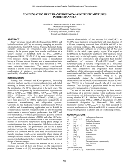 Condensation Heat Transfer of Non-Azeotropic Mixtures Inside