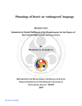 Phonology of Deori: an ‘Endangered’ Language