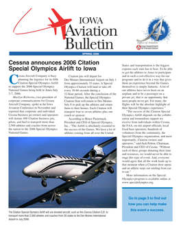 Cessna Announces 2006 Citation Special Olympics Airlift to Iowa