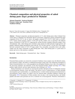 Chemical Composition and Physical Properties of Salted Shrimp Paste (Kapi) Produced in Thailand