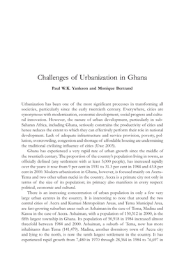 Challenges of Urbanization in Ghana