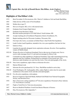 Highlights of Macmillan's Life
