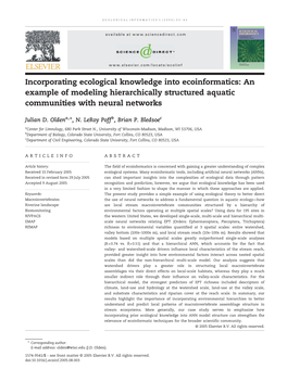 Incorporating Ecological Knowledge Into Ecoinformatics: an Example of Modeling Hierarchically Structured Aquatic Communities with Neural Networks