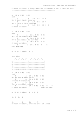 Page 1 of 2 Crimson and Clover - Tommy James and the Shondells