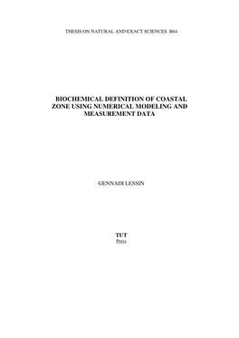 Biochemical Definition of Coastal Zone Using Numerical Modeling and Measurement Data