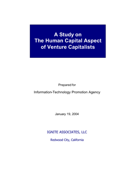 A Study on the Human Capital Aspect of Venture Capitalist…