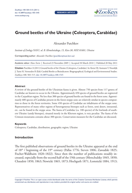 Ground Beetles of the Ukraine (Coleoptera, Carabidae)